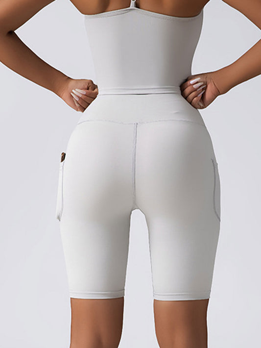 Biker Shorts Women Tummy Control No Seam High Waist Yoga Gym Workout Running Volleyball Shorts With Pockets