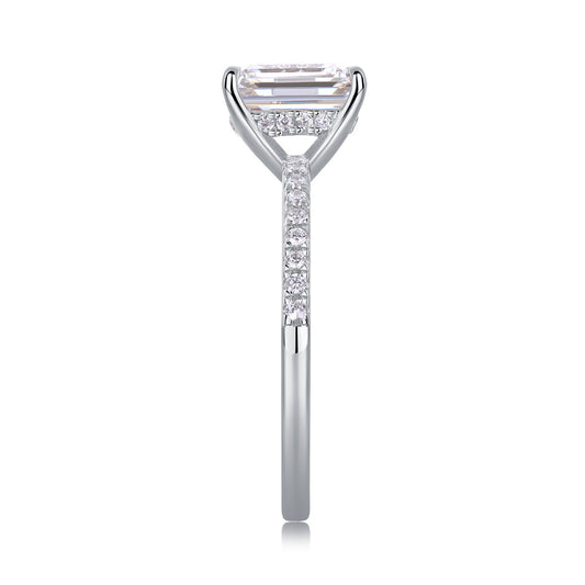 Square Diamond Ring Luxury Fashion Set Moissanite Silver Ring