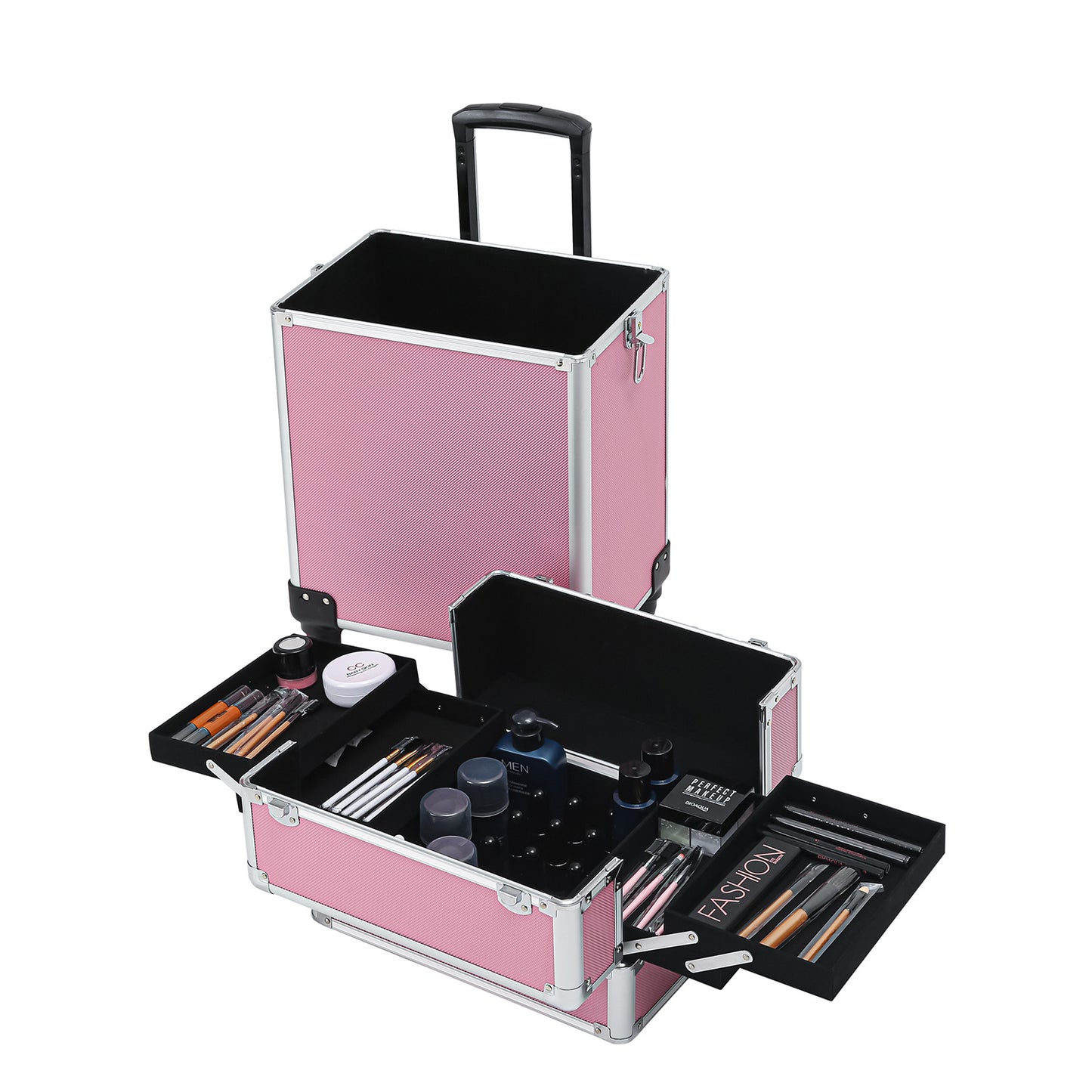 4-in-1 Aluminum Alloy, Trolley, Vanity Case, Embroidery Box