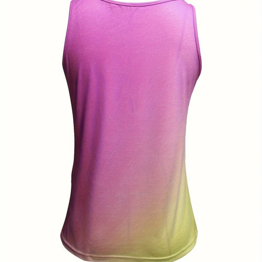 Ladies' Gradient Color Letter Printed Casual Versatile Fashion Vest